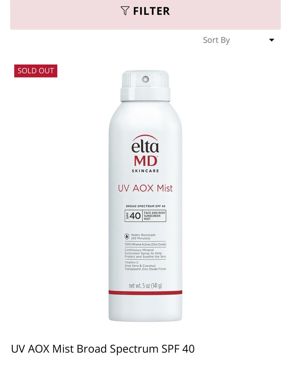 EltaMD UV AOX Mist SPF 40 - White with Red Accents